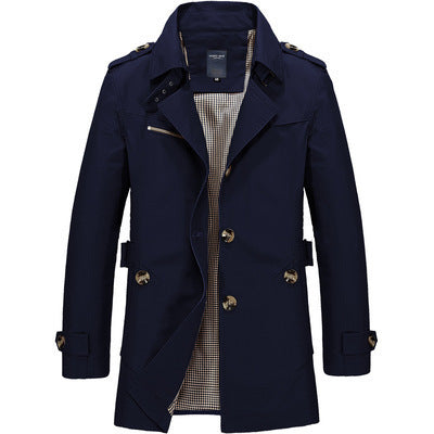 Men's casual jacket mid-length trench coat