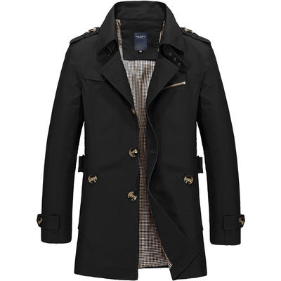 Men's casual jacket mid-length trench coat