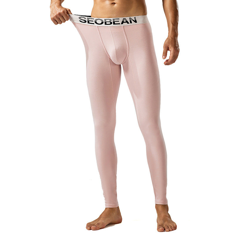 Seobean New Classic Long Johns Men's Fashion Simple Warm Within Long Pajama Pants