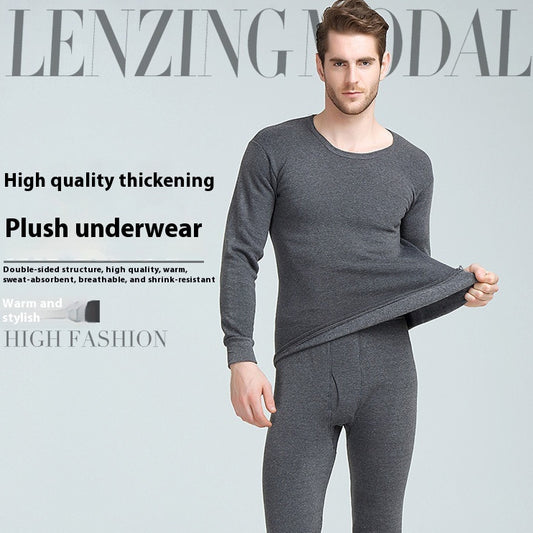 Men's Thermal Underwear Fleece-lined Thickened Long Johns Top & Bottom