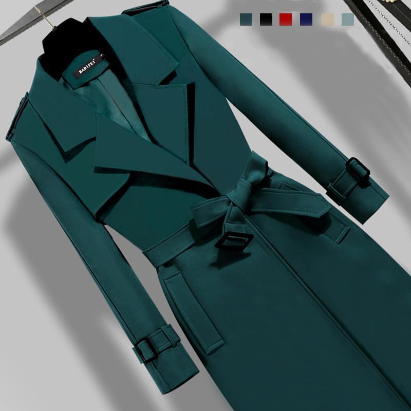 Elegant Slim-fit Slimming Waist Mid-length Trench Coat